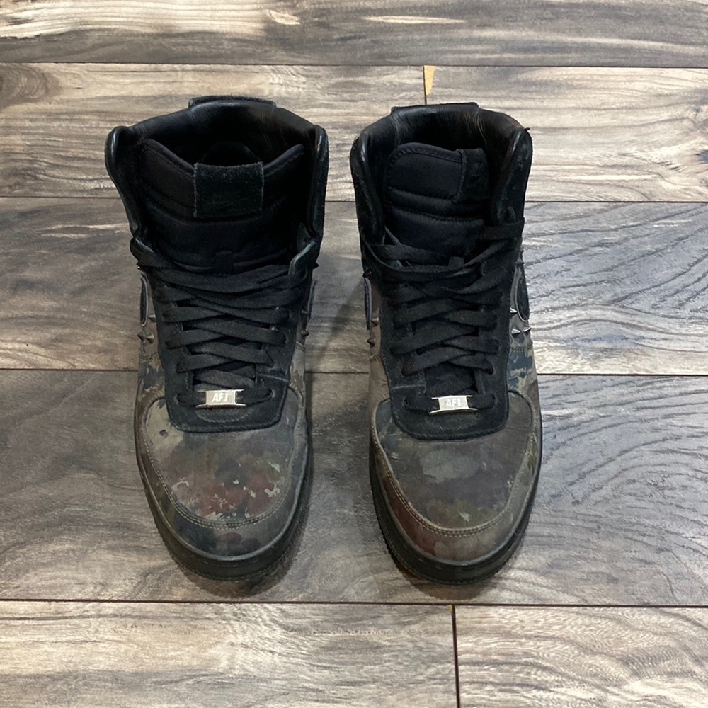 Nike Air Force AF1- print with black suede and spike detail